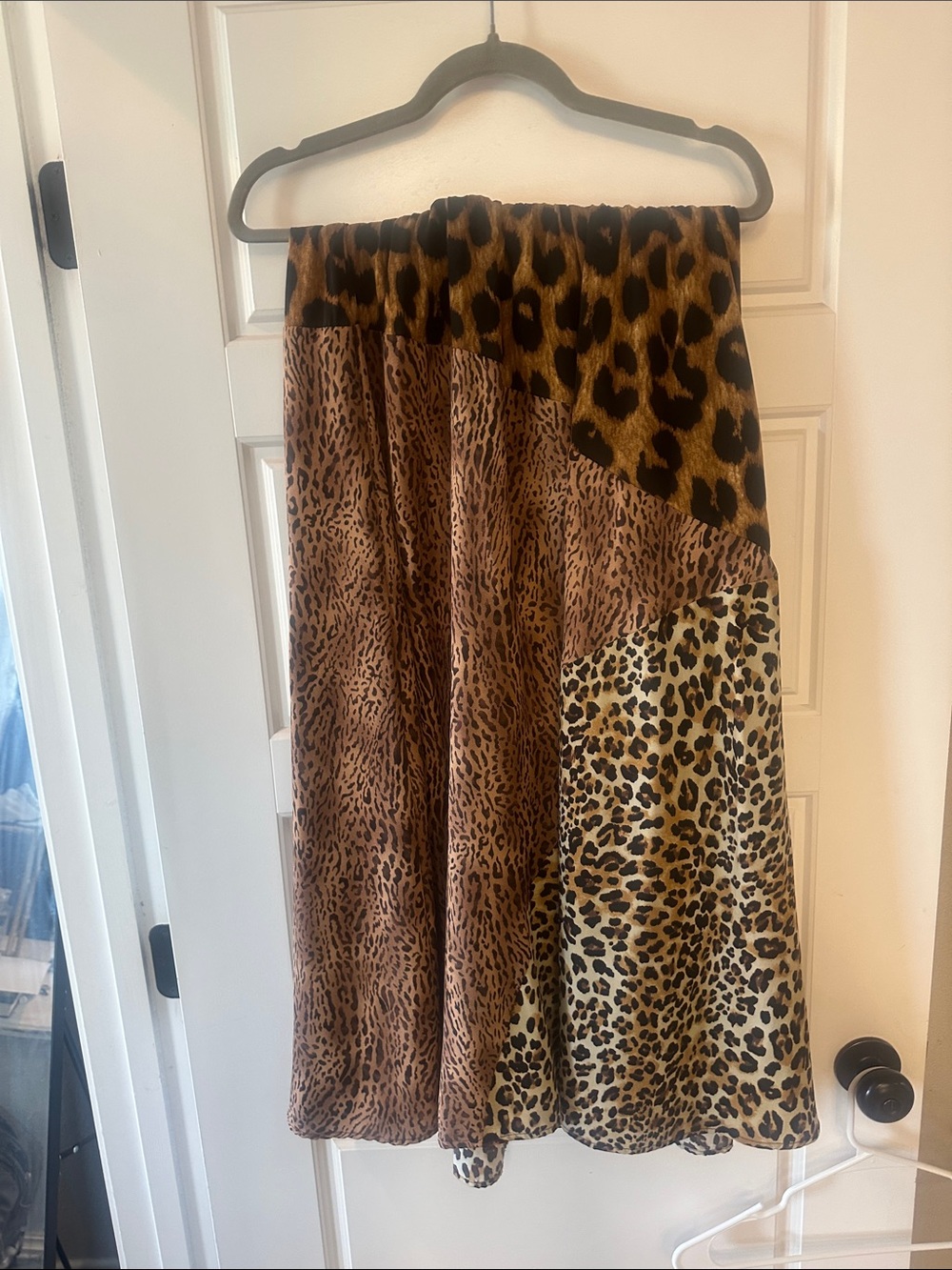 Leopard Patchwork Maxi Skirt - Brown Animal Print